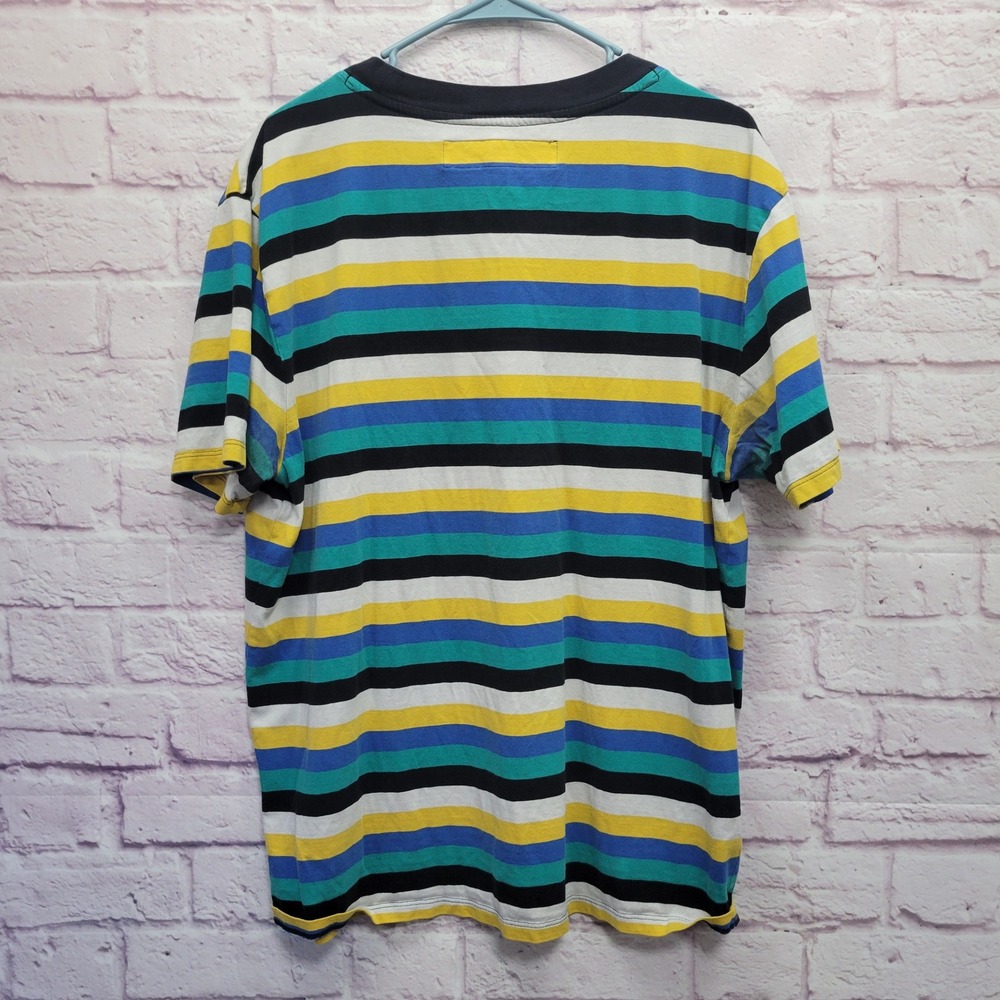 GUESS Originals Striped Logo Tshirt Mens Sz M Y2K Retro Streetwear Skater Casual - Picture 2 of 8